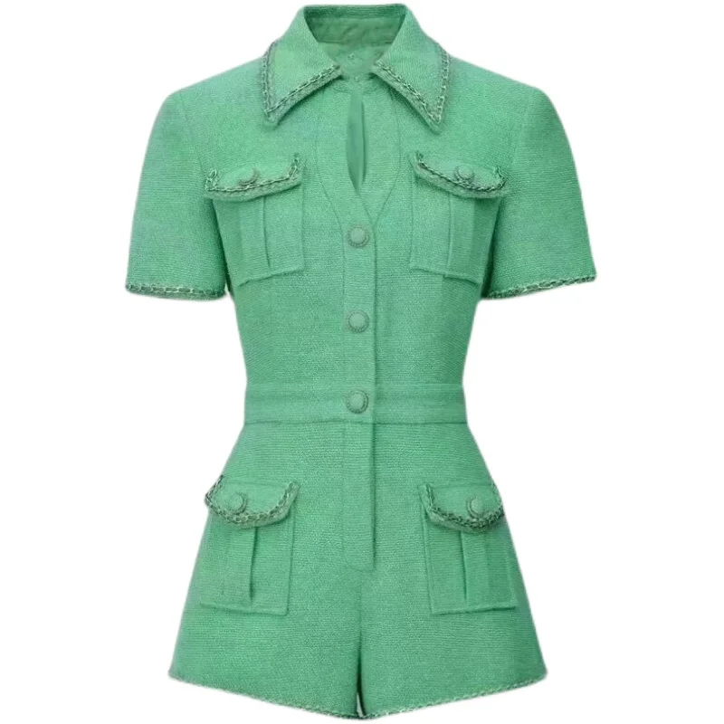 

Летний женский костюм Earth Store с высокой талией, вырезами и золотой цепочкой, повседневный, утягивающий, для подружек невесты