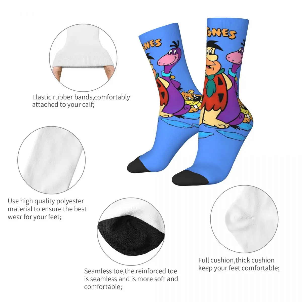 Harajuku Female Male Socks The Flintstone Cartoon Anime Merch Super Soft Sport Sock All Season