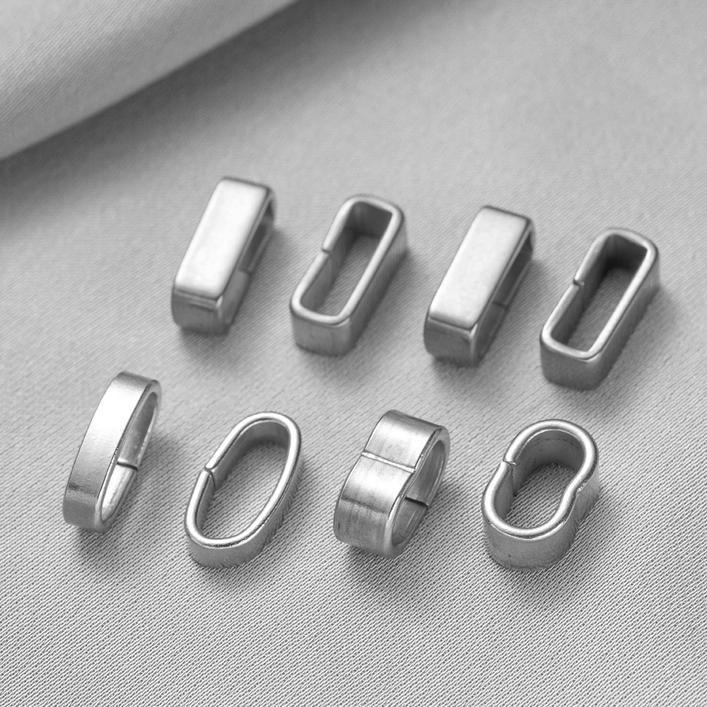 20pcs Stainless Steel Oval Large Hole Slider Beads Charms Clip for DIY Leather Rope Wristbands Bracelets Necklace Jewelry Making image 4