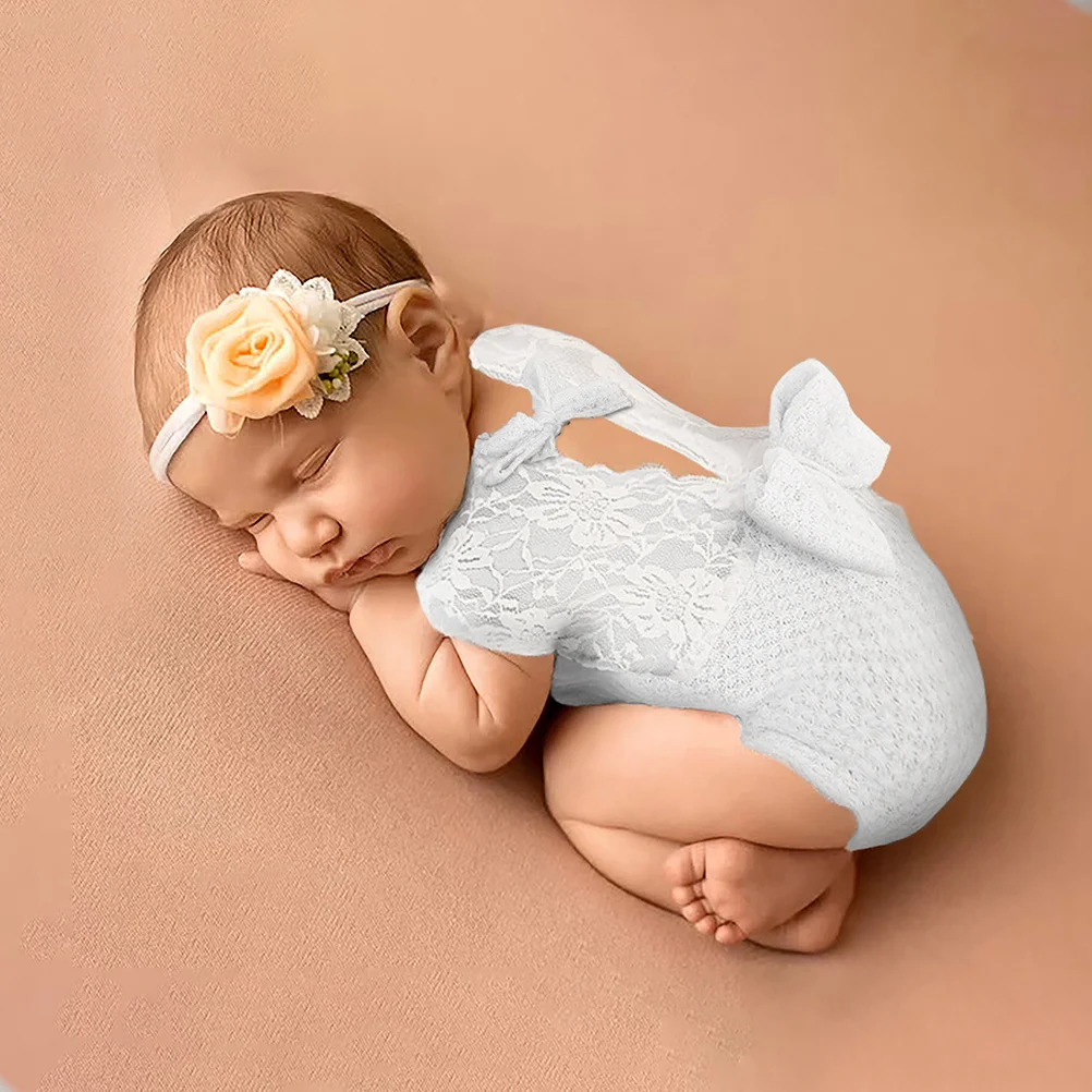 

Newborn Photography Props Baby Girl Sleeveless Romper Bow Design Adorable Newborn Girl Photoshoot Outfits Baby Photo Clothes