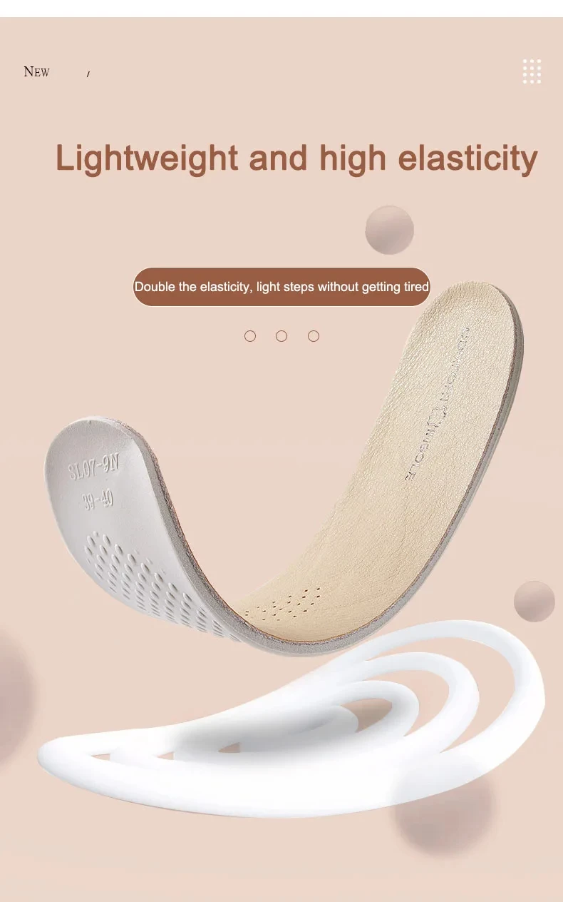 Latex Insole for Feet Leather Shoe Sole Inserts Soft Cowhide Sports Shock Absorbing Plantar Fasciitis Template Insoles for Shoes