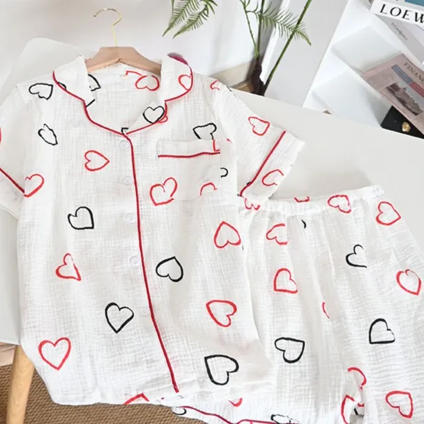 Three Piece Set Women's Pajamas Summer Cotton Short Sleeved Pants Shorts Thin Loose Home Women Sleepwear Cothes
