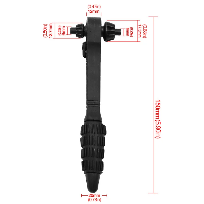 Llave de mandril de taladro 2 en 1, llave de trinquete rápido negro, dos llaves dobles más nuevo modelo duro
