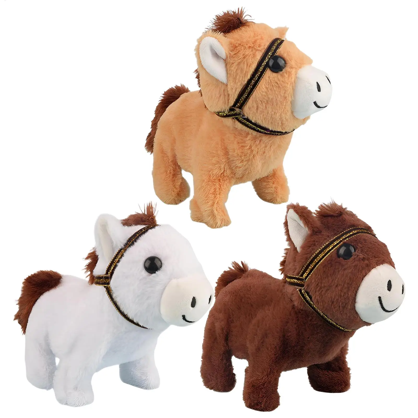 Nowa, urocza, symulacyjna, elektryczna zabawka pluszowa w kształcie konia, animowana maskotka, świetny prezent dla dzieci i dorosłych.