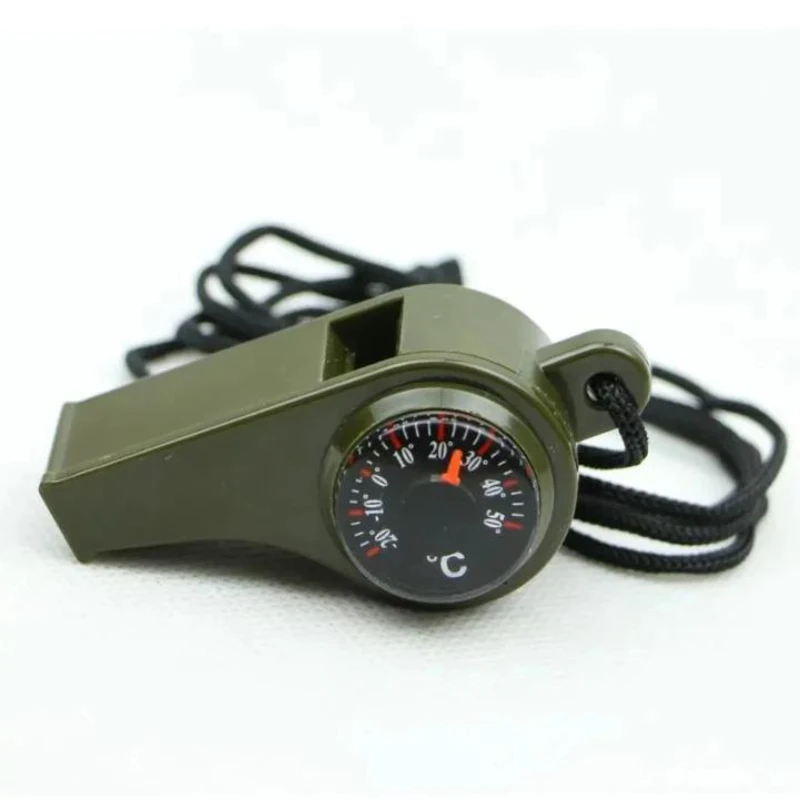 New 3 in 1 Emergency Survival Whistle Compass Thermometer Referee Whistle Camping Hiking Outdoor Multifunction Whistle Hot sale