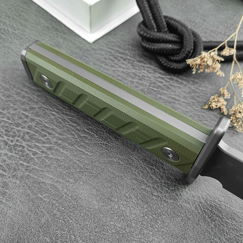 0006 High Hardness Wild Survival EDC Straight Knife Multifunctional G10 Handle D2 Steel Fixed Blade Knife for Camping, Hunting