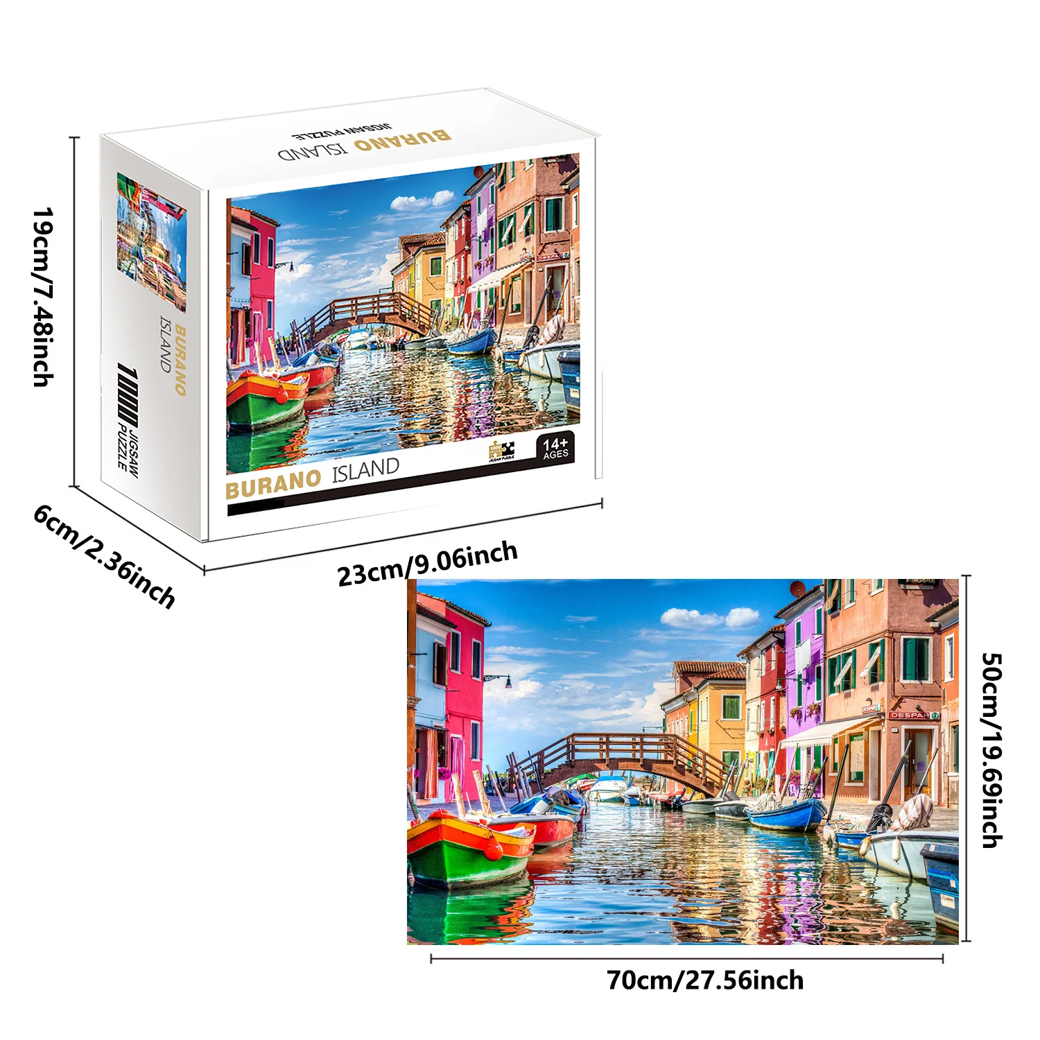 1000 Pieces Burano Island Jigsaw Puzzle Home Decor Adults Puzzle Games Family Fun Floor Puzzles Educational Toys for Kids