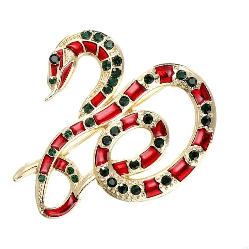 49MC Rhinestones Snake Brooch Enamel Lapel Pin Nonfade Charm Suit Pin For Everyday Use And Festival Formal Event Cultural Gift