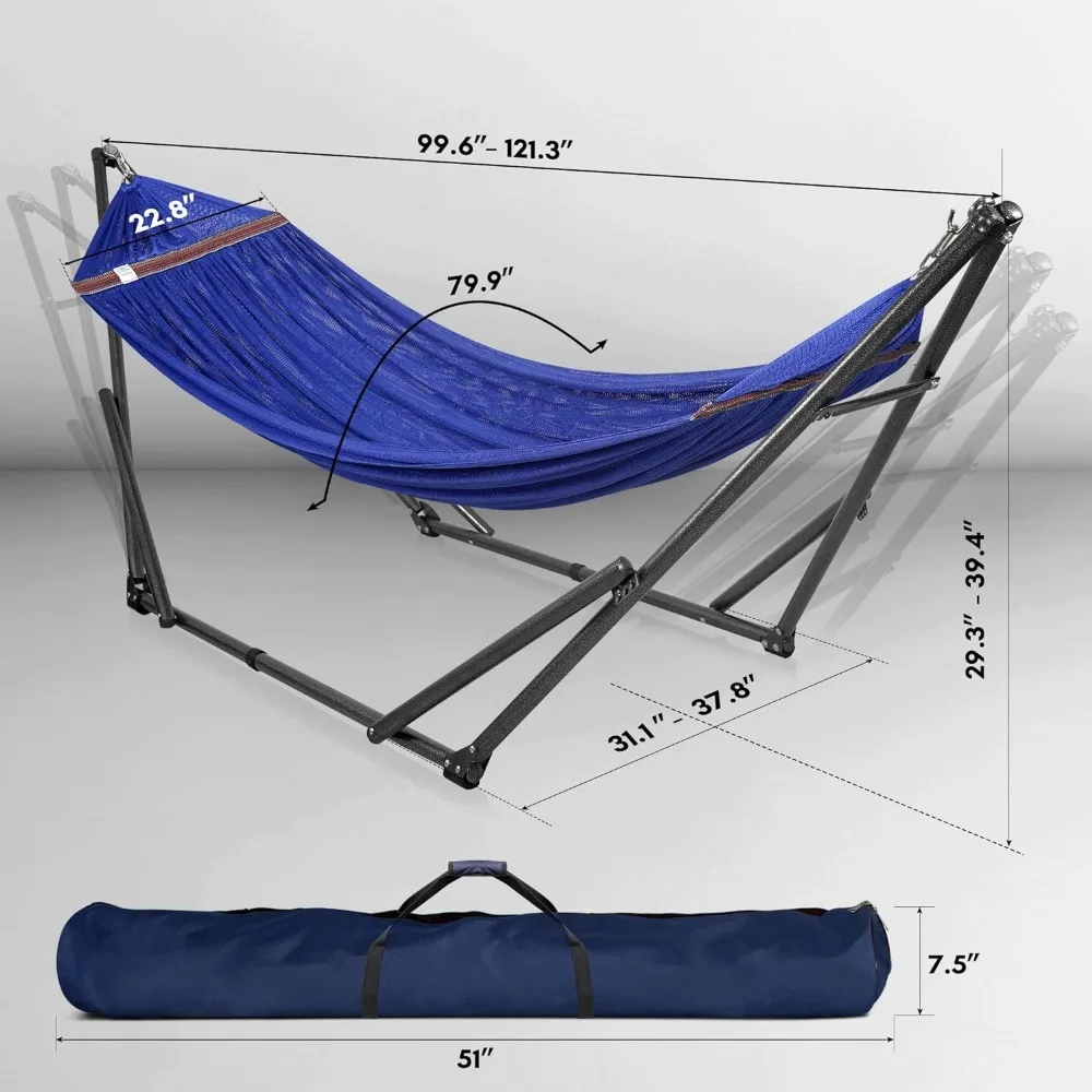 Dobrável Hammock Com Suporte, 2 Pessoa Hammock, Instant 20s, 3 Anos Garantia, 600 lbs Capacidade