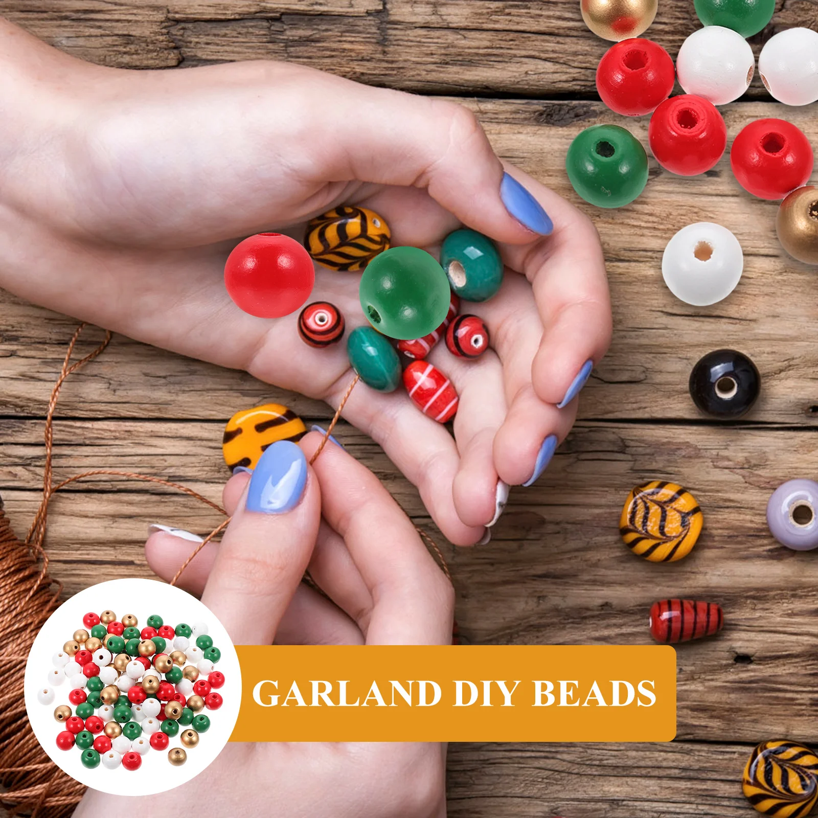 

100Pcs Wooden Loose Round Beads DIY Jewelry Making Beads for Bracelet Necklace Garland Craft Supplies Bracelet Making Supplies