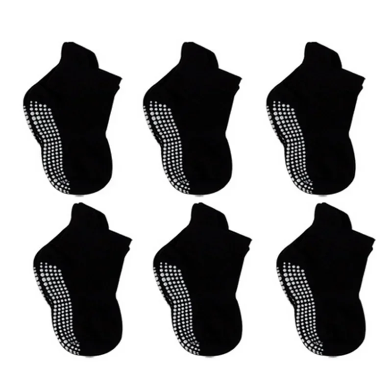 

6 Pairs/Lot Cotton Children's Anti-slip Boat Socks Boys Girl Low Cut Floor Sock with Rubber Grips 0 To 3Years