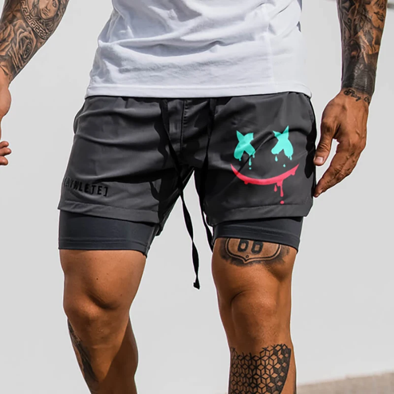 Men\'s Running Shorts Double Layer Sport Fitness Joggers Shorts 2024 Men Spring Summer New Short Pants Outdoor Men Clothing S-3XL