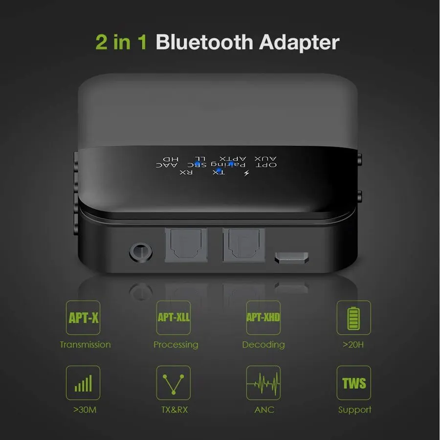 Bluetooth 5.0 Audio Transmitter Receiver AptX HD LL Low Latency CSR8675 Wireless Adapter RCA SPDIF 3.5mm Aux Jack for TV PC Car