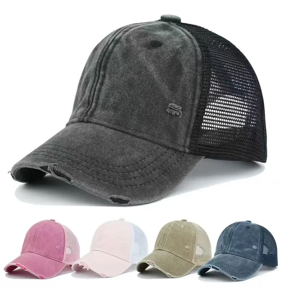 Washed Cotton Mesh Breathable Baseball Cap Made Old Ripped Light Board Caps Men and Women Tide Spring and Summer Vintage Hat