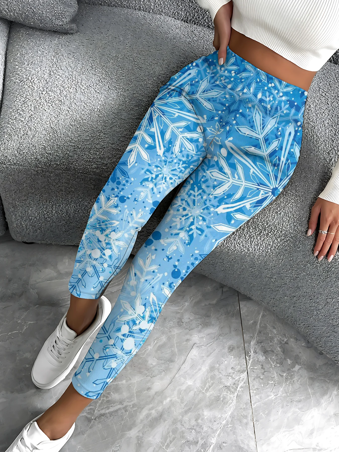 MSIEESO-Leggings de yoga College en 3D pour femmes, pantalons de Noël, jogging, fitness, vêtements de sport, bleu, flocon de neige en cristal de glace, azole