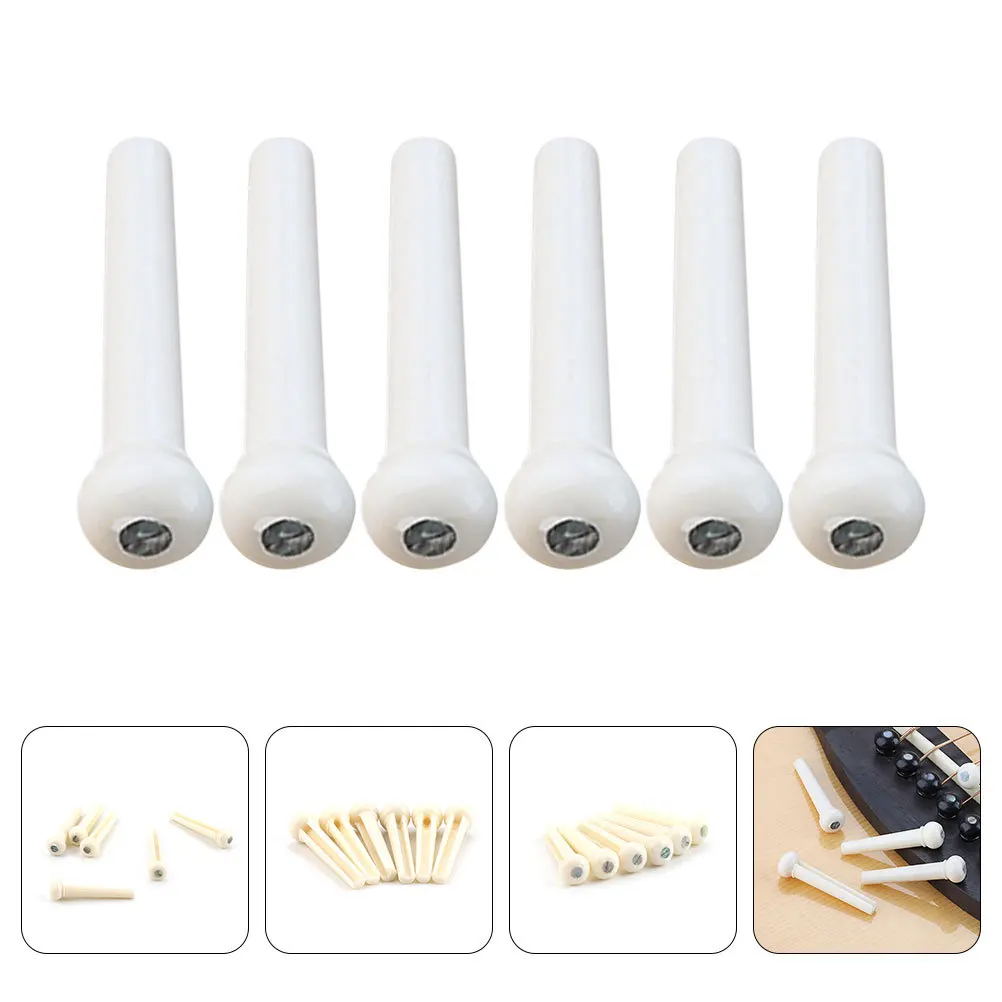 

6Pcs Acoustic Guitar Bridge Pins White Plastic Pegs Lightweight Strong Replacement for Guitar String Accessories Folk Classical
