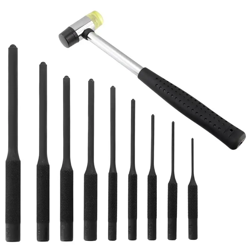 

A25F-9 Pcs Punch Removing Repair Tools Steel Pin Punches Hammer Brass Pin Punches Steel Pin Punch