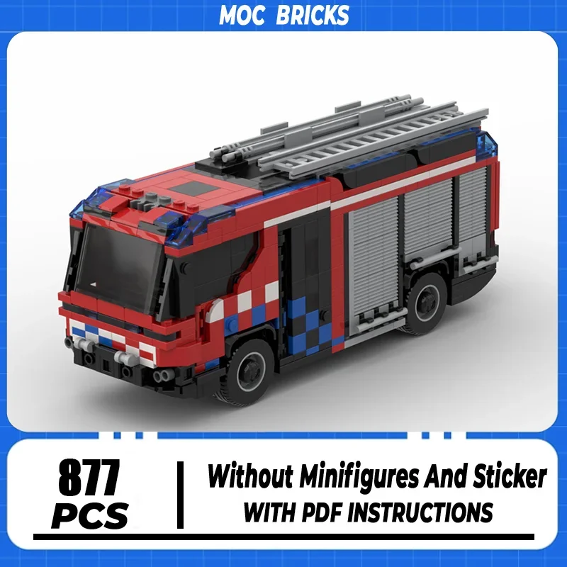 

Car Series Moc Building Blocks Amsterdam Hybrid Fire Truck Engine Model Technology Brick Brand-name Vehicle DIY Toy For