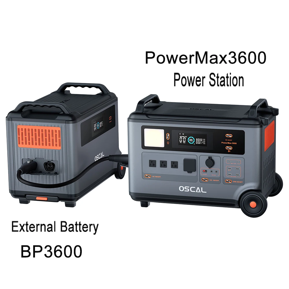 OSCAL Blackview 6000W Power Station PowerMax6000 + Expandable Battery BP3600 7200WH LiFePO4 Outdoor Battery For Power Outage UPS