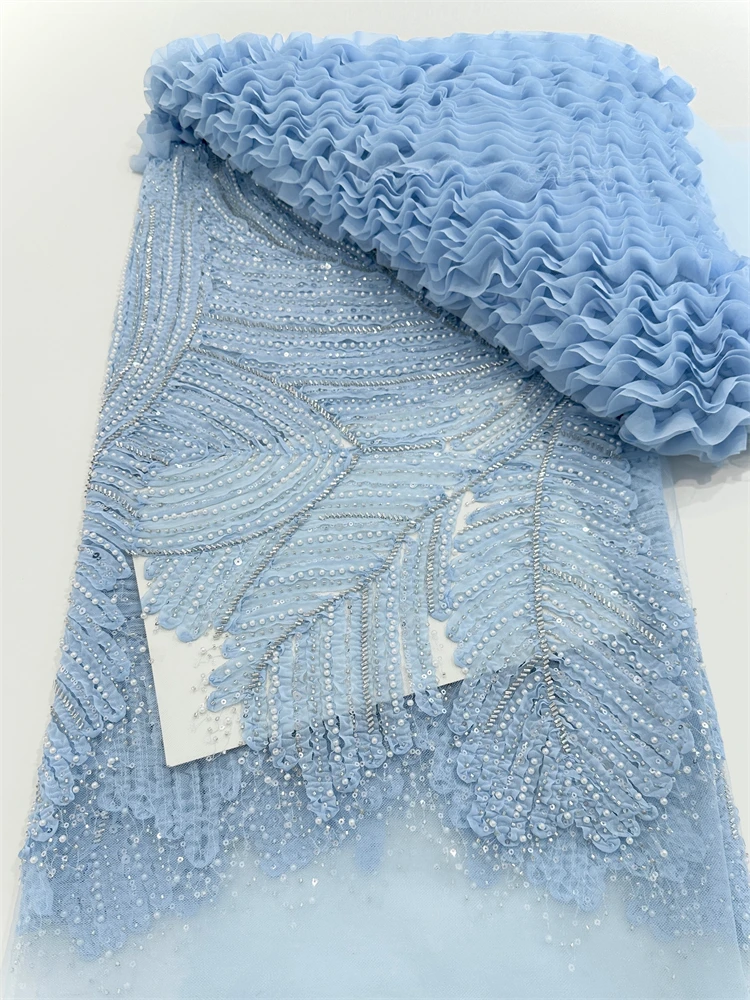 

Высококачественная нигерийская гипюровая кружевная ткань 2026 года, африканское кружево из органзы с вышивкой для свадебных и праздничных платьев, 5 ярдов