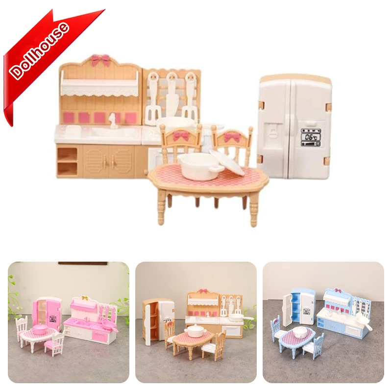 

1 комплект 1:12 кукольный домик миниатюрный двойной дверной холодильник обеденный стол модель мебели декор игрушка