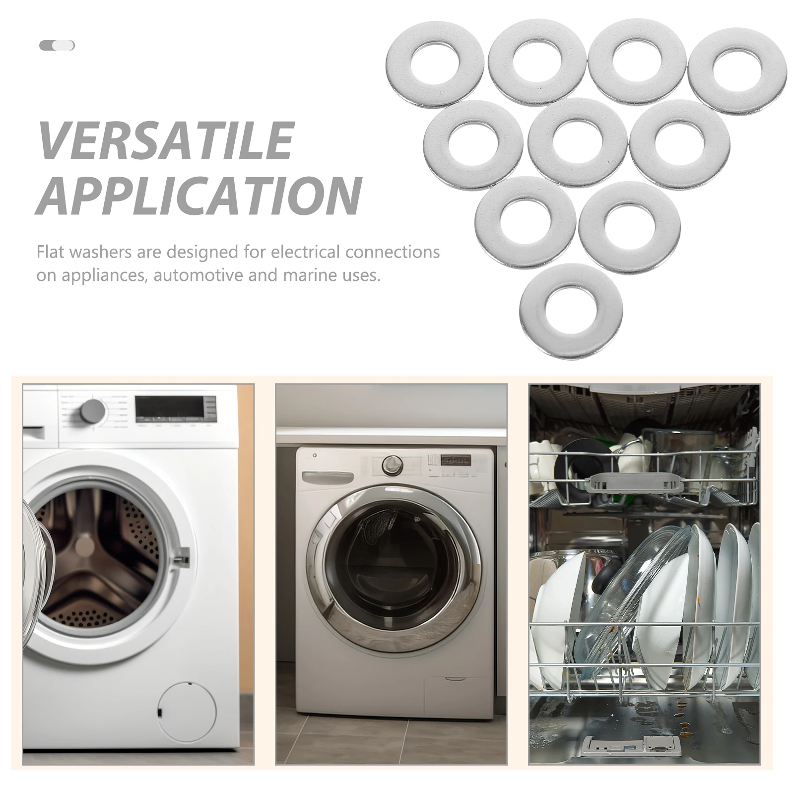 

80pcs Stainless Flat Stainless Steel Flat Washers Washers 1 4 Inch Silver Anti Loose Bolts Gaskets Screw Fasteners Metal
