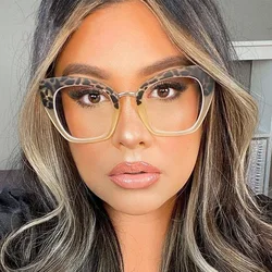 2024 Vintage Leopard Frame Anti-blue Glasses Women Fashion Cat Eye Optical Transparent Eyeglasses Spectacles Oculos Feminino New