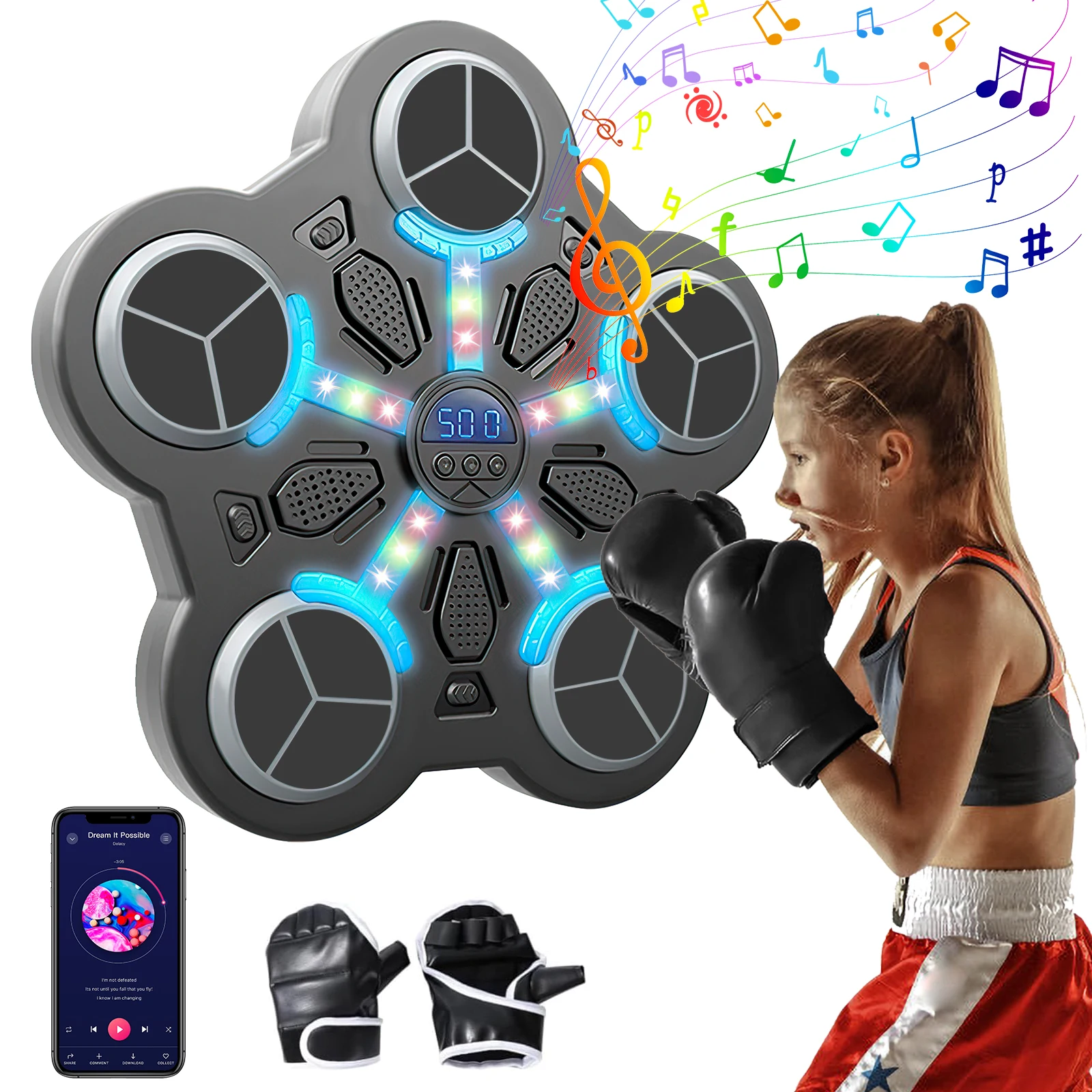 New Portable Smart Music Boxing Trainer For Kids With Gloves Bluetooth Interactive Rhythm Modes Safe Design Children Home Fitness S02b402b0b0ce4c7797a3458054600268h