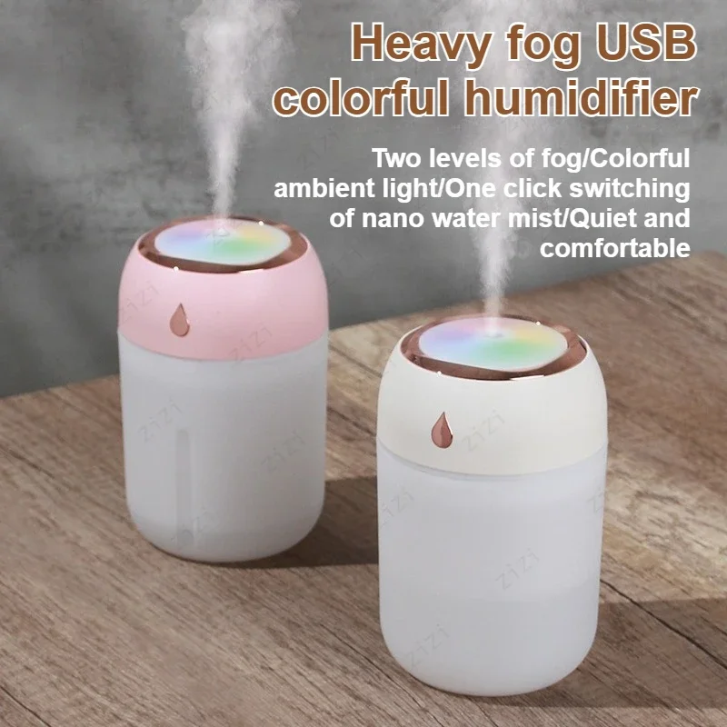 USB Mini Portable Air Humidifier Water Drop Colorful Car Humidifier Silent Atomization Aromatherapy Humidifier