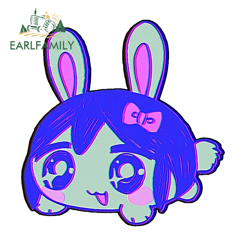 EARLFAMILY 13cm for Omori Cute Chibi Car Stickers Sunscreen Vinyl Decals Car Accessories Bumper Scratch-Proof Motorcycle Decor
