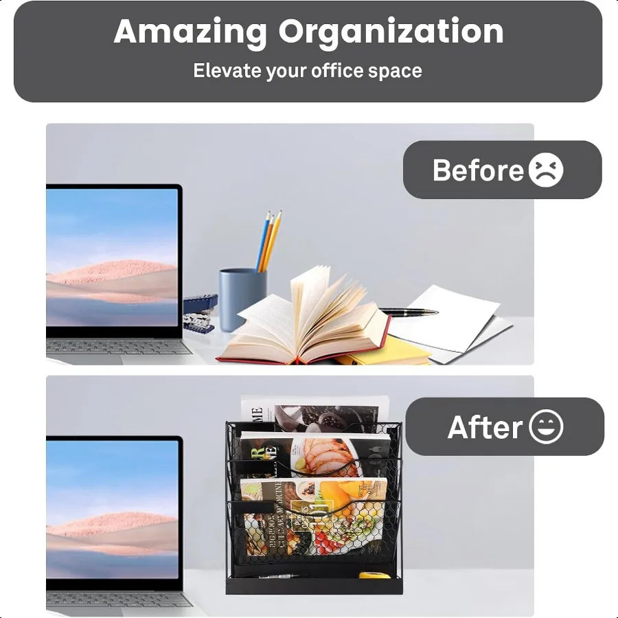 منظم الملفات المغناطيسي من WOO، حامل مجلد ملفات كبير مكون من 4 طبقات لخزانة الملفات، حامل بريد ورق حائط مغناطيسي ثقيل للمنزل