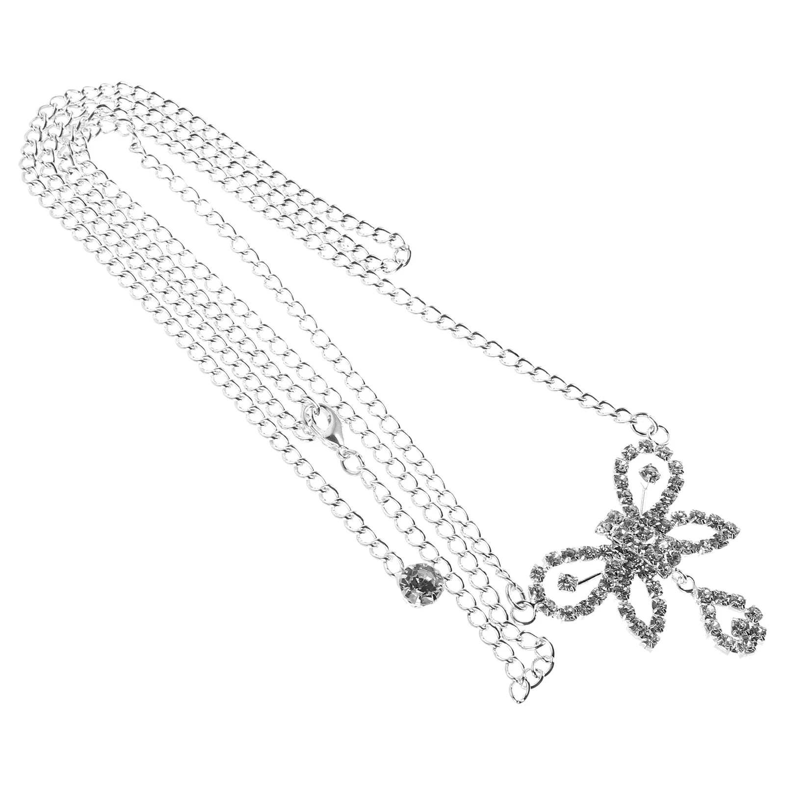

Rhinestone Butterfly Pendant Belt Women Elegant Bridal Wedding Dress Accessory Adjustable Formal Event Zinc Alloy