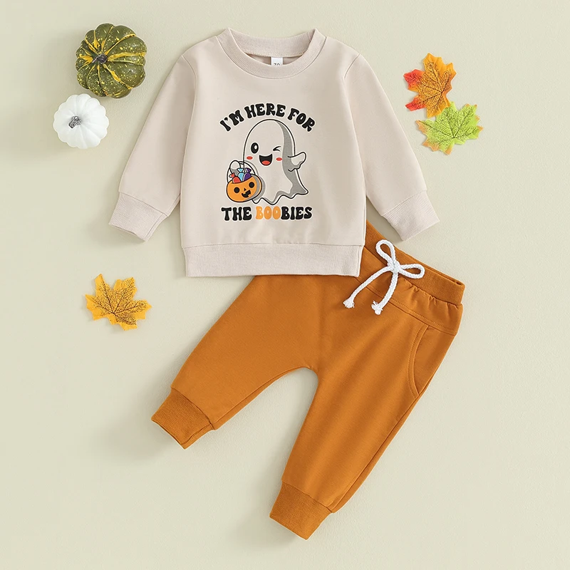 

Toddler Boys Outfit Short Sleeve Round Neck Pumpkin Print T-shirt with Drawstring Waist Shorts Halloween Costume Set for Kids