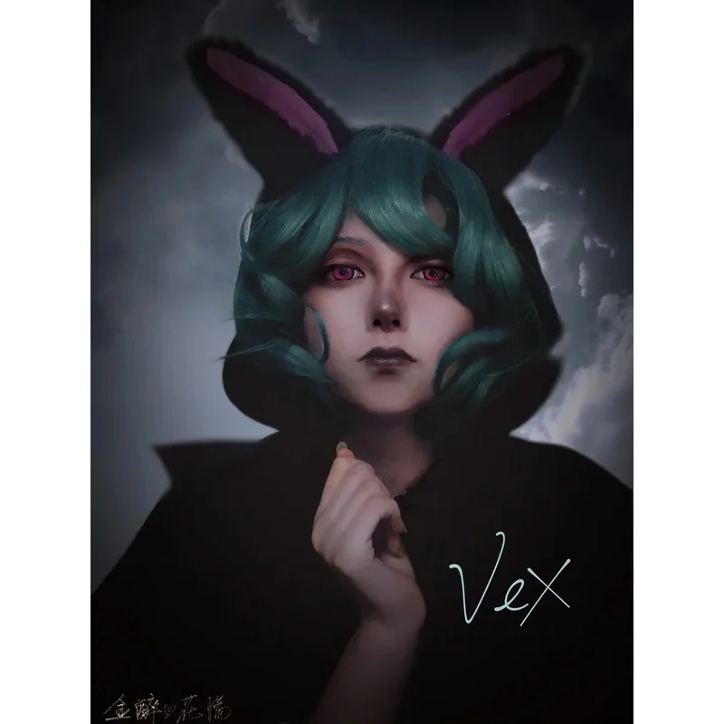 Новый парик для косплея LOL The Gloomist Vex, зеленые вьющиеся короткие термостойкие синтетические волосы, костюм для ролевых игр на Хэллоуин, парики 2025