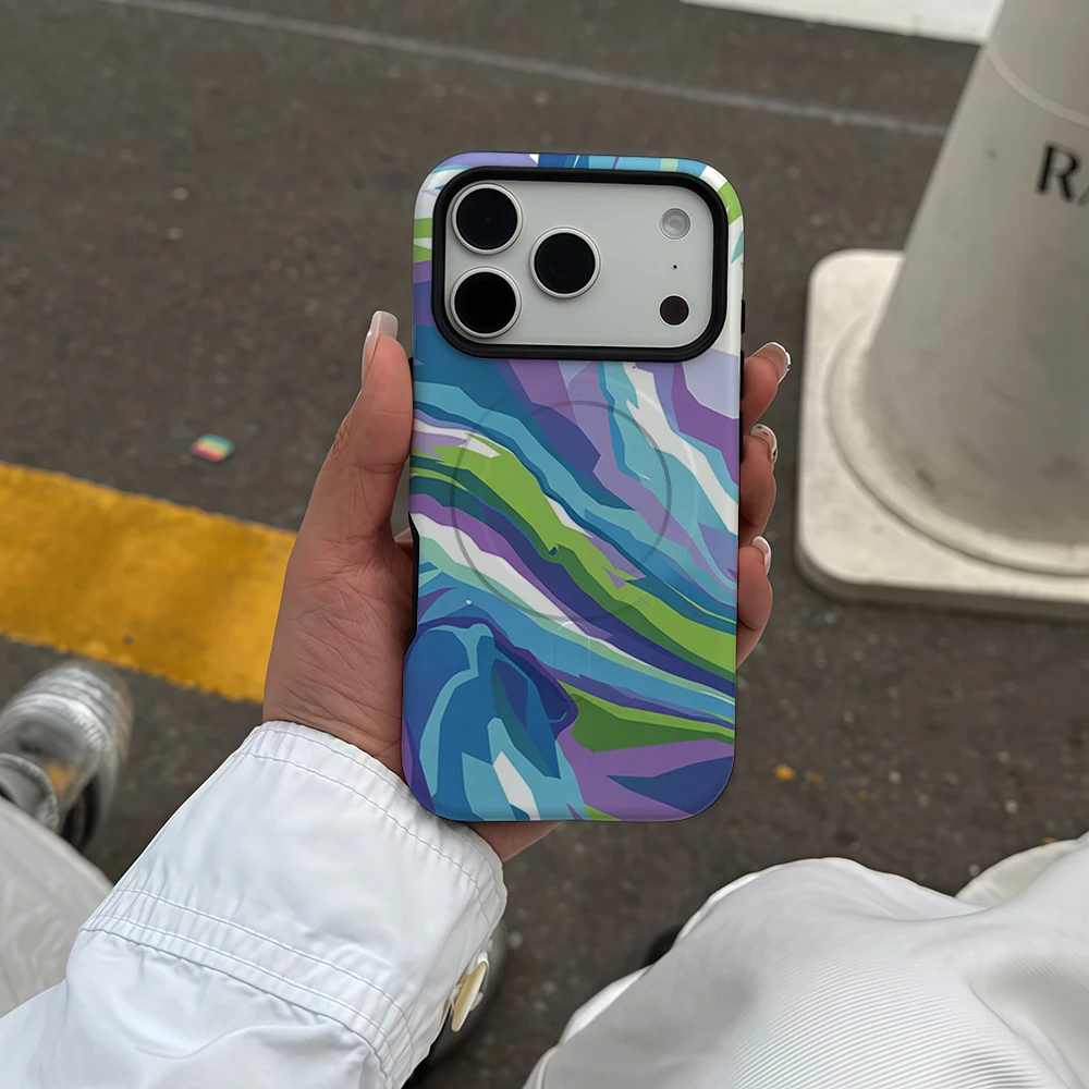 Pastel Abstract Wave Art Phone Case For Magnetic Phone Case for IPhone 17 16 15 14 Pro Max Plus Single Double-layer tough Case view 5