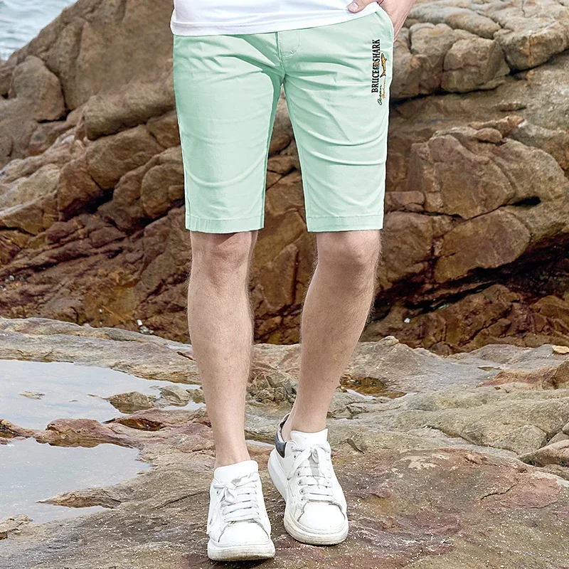 New Men\'s Shorts Zip Bruce&Shark Summer Thin Straight Stretch Cotton Men\'s Pants Casual Fashion Loose Golf Pants Big Size 40