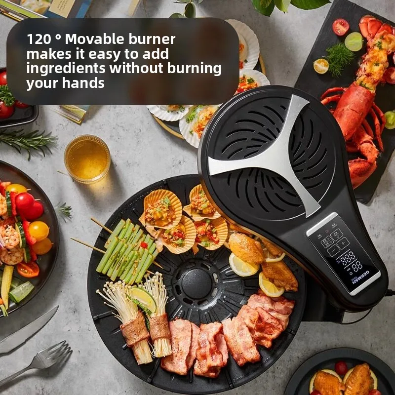 German Electric Oven Smokeless Multi-function Automatic Rotating Indoor Korean Style Barbecue Grill Skewer Machine 1200W+