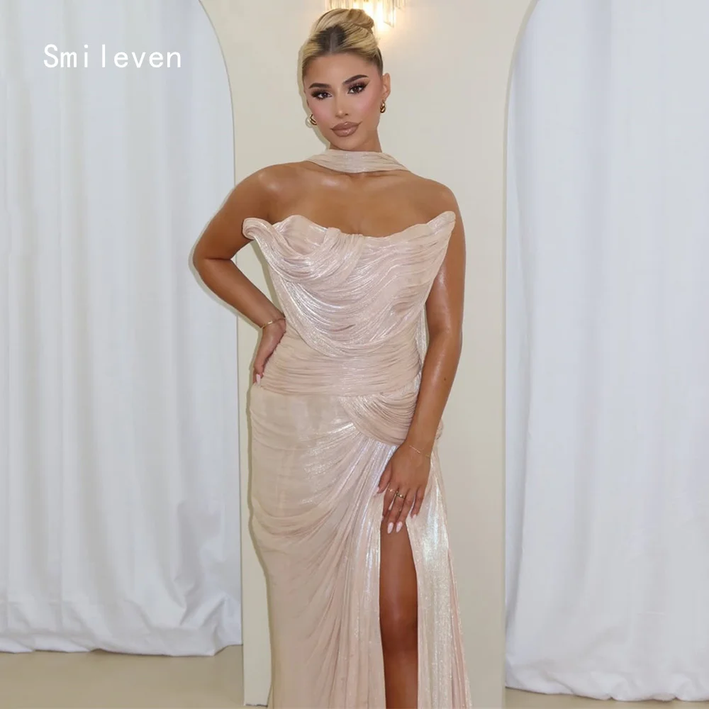 

Smileven Luxury Shining Mermaid Prom Dress Strapless Elegant Gowns for Gala Party Sleeveless Pleat Evening Dress Customized 2026
