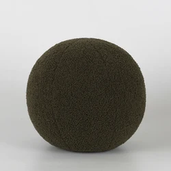 Bubble Kiss Plush Round Wool Cushion Nordic Ball Shaped Solid Color Stuffed Soft Pillow for Sofa Office Waist Rest Throw Pillow