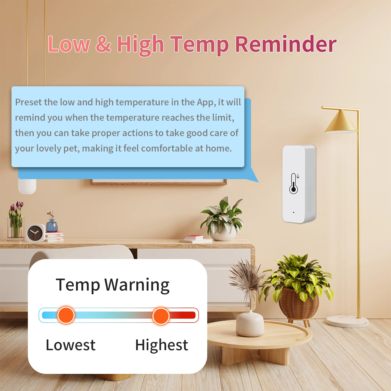 WiFi Smart Temperature And Humidity Sensor Battery  Smart Home Security Work With Alexa Google Home