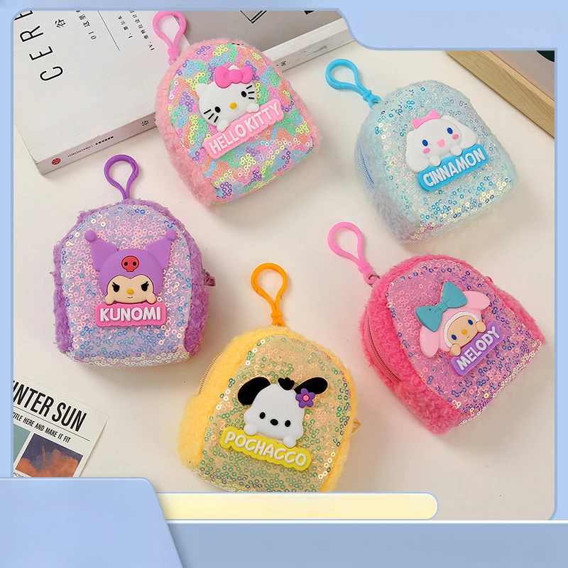 New Sanrio Bags Series Keychain Kawaii Hello Kitty Melody Kuromi Pendant Key Chain Backpack Pendant Car Keyring Accessories Gift