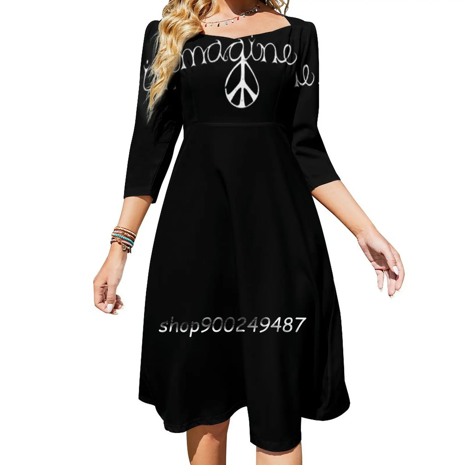 Peace Imagine Sweetheart Knot Flared Dress Fashion Design Large Size Loose Dress Peace Imagine Peace Imagine Imagination Dreams