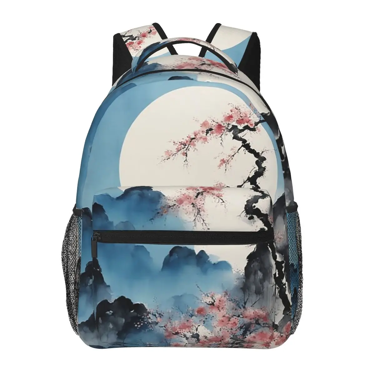 

Mountain Ink Painting And Plum Blossom Student Backpack School Bag Hiking Travel Daypack for Boys Girls Bookbag Shoulder Bags