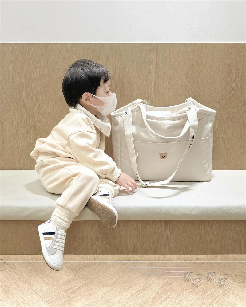 New Korean Mommy Bag Multi-functional Handbag Fashion Shoulder Bag Outdoor Lightweight Canvas Mother and Baby Bag