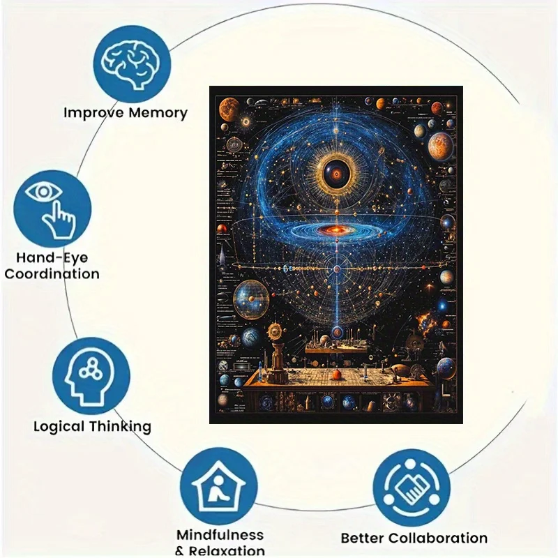 500-2000pcs Cosmic for Galaxy Puzzle - Vibrant Space Scene with Planets & Stars, 500 to 2000pcs Set, Ideal for Adults & Astrono