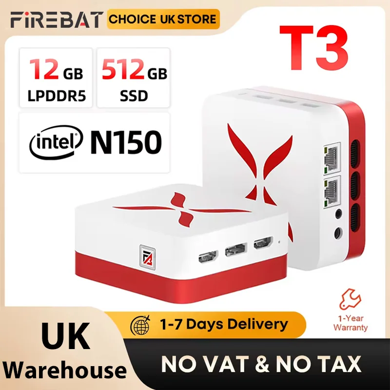 Firebat T3 mini pc intel n150 Compact Size Windows 11 12GB RAM 512GB PCIe SSD WiFi 5 BT4.2 Gaming desktop computer