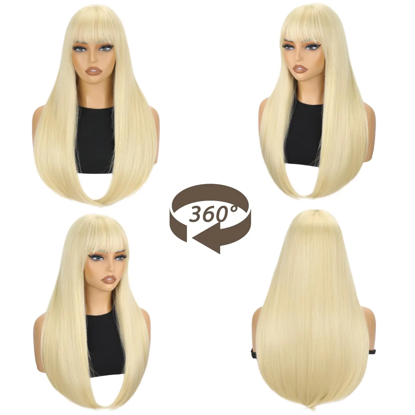 Best-selling Synthetic Wig with Long Straight Hair for Halloween Cosplay, Everyday Party Use, and Hot-Weather Hair.