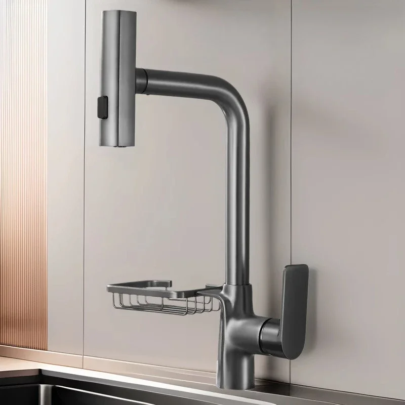 شلال صنبور المطبخ 360 ° الدورية شلال تدفق فوهة المياه الساخنة والباردة الحنفية بالوعة خلاط المطبخ سحب التدريجي صنبور #6