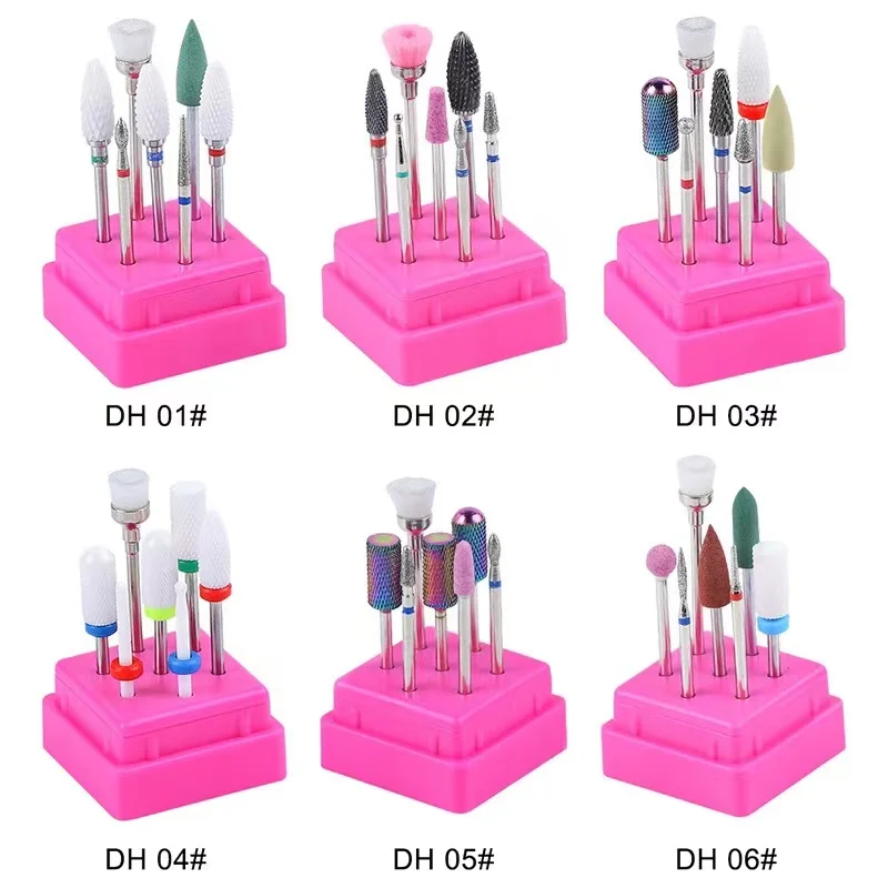 

7pcs/Set Combined Milling Cutters Set For Manicure ,Ceramic Nail Drill Bits Kit Electric Removing Gel Polishing Tools