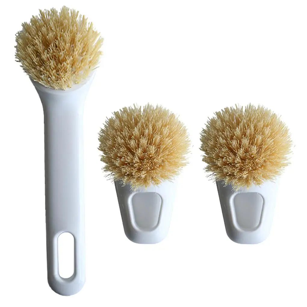 3pcs Dish Brush with Long and Short Handle Multipurpose Dish Scrubber Set Pot Brush Pan Brush Set for Home Kitchen Restaurant